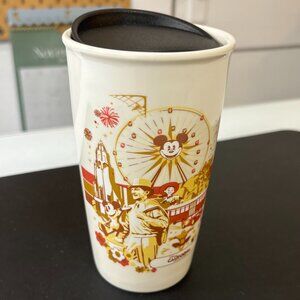 Disneyland California Adventure Ceramic Coffee Starbucks Mug Tumbler w/ Lid 12oz